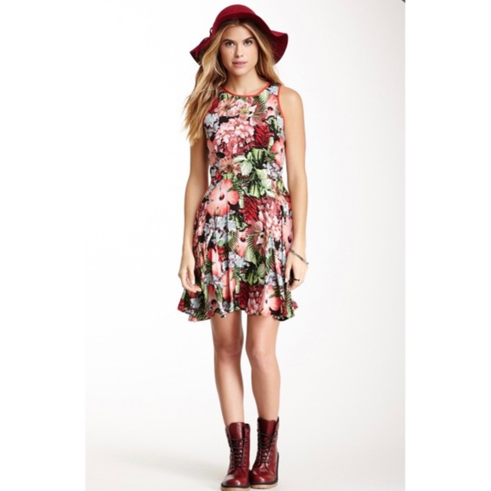 Jack Nottingham Floral Cutout Backless Hawaiian Skater Dress Size 4